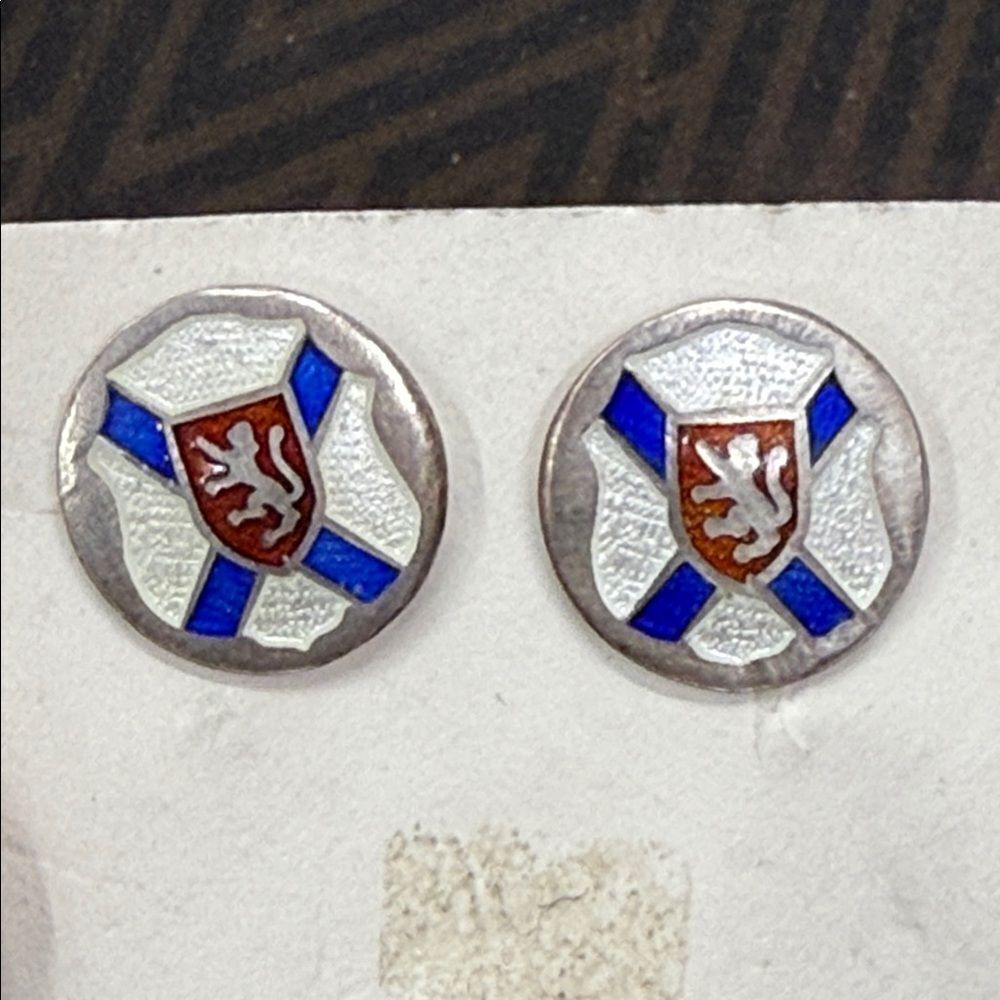Vintage BMCO Sterling Silver and Blue Enamel screwed in earrings